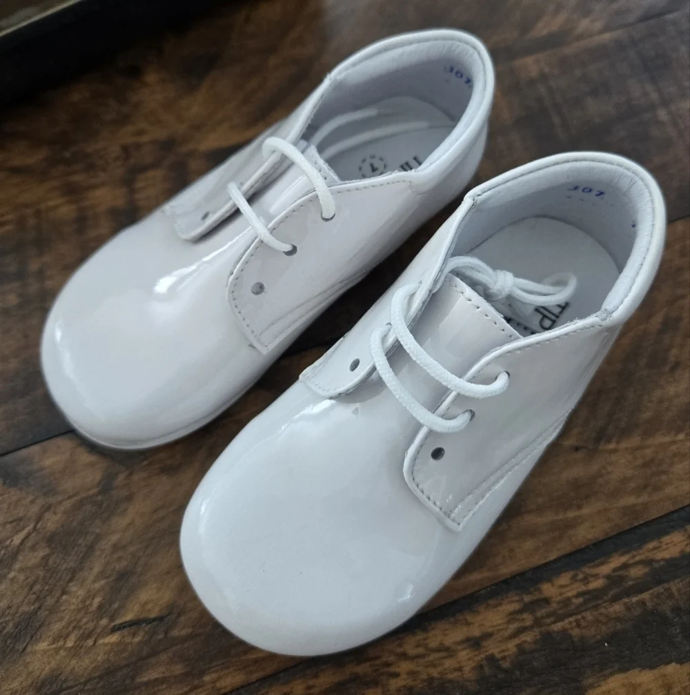 Tip Top Kids Little Boys White Patent Leather Dress Shoes. Style 370. Si…